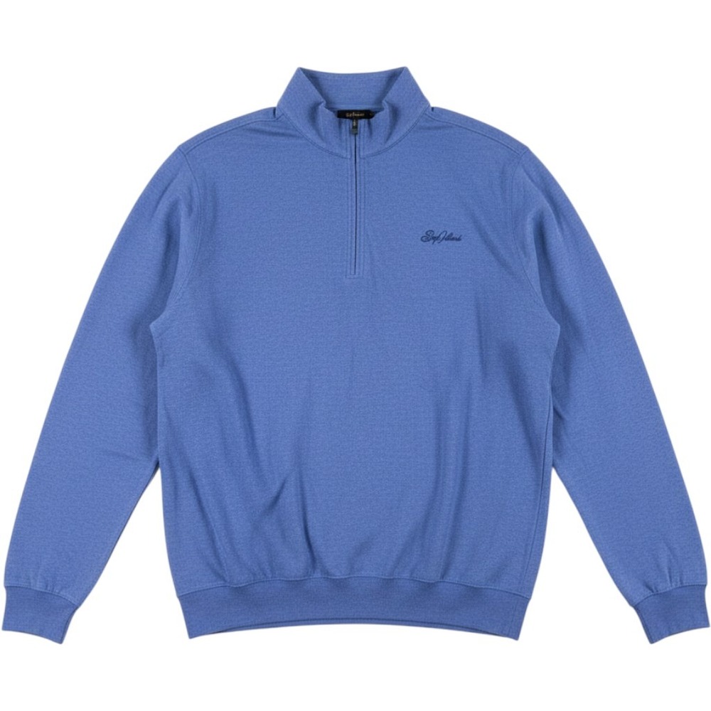 Turtleson Mens Blue Heathered Quarter Zip Pullover Performance Golf Sweater L